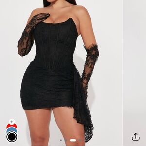 black lace mini dress